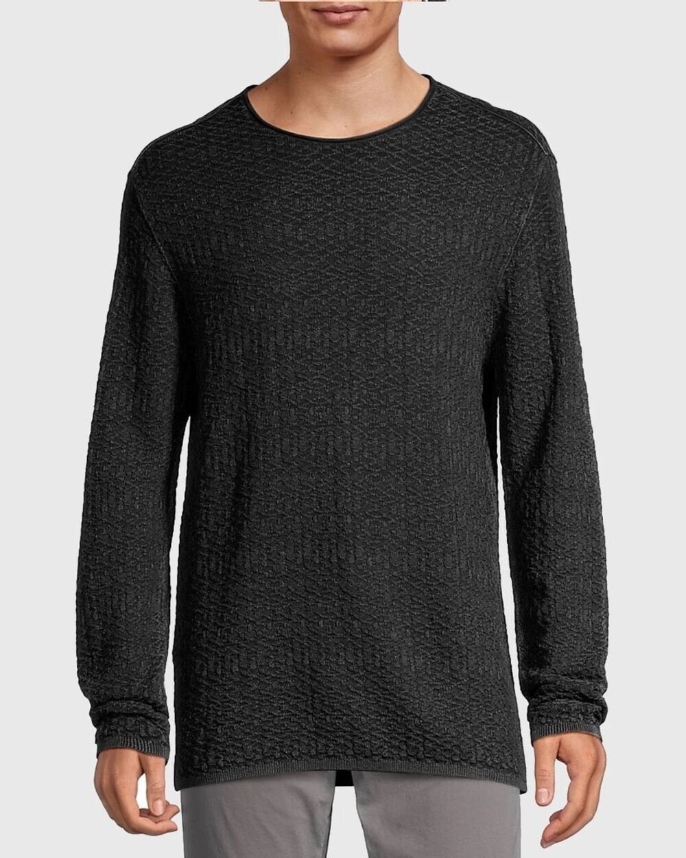 John Varvatos Men's Riley Crew Neck Long Sleeve Sweater Grey Small NWT